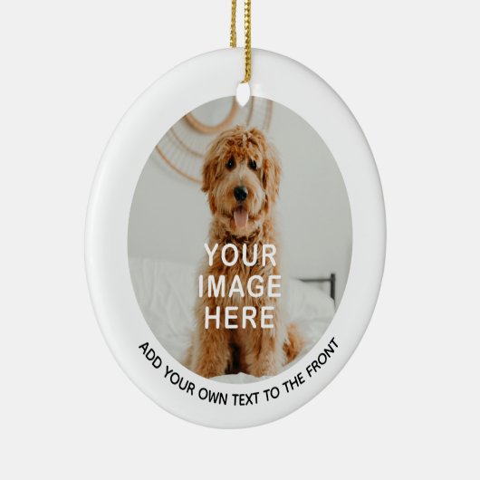 Create Your Own 2-Photo Custom Text Christmas Keramisch Ornament (Rechts)