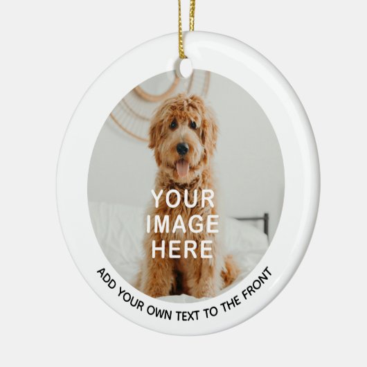 Create Your Own 2-Photo Custom Text Christmas Keramisch Ornament (Links)