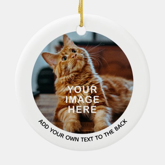 Create Your Own 2-Photo Custom Text Christmas Keramisch Ornament (Achterkant)