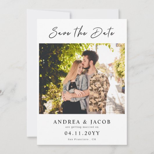 Create Your Own 2 Photo Wedding Save the Date Card (Voorkant)