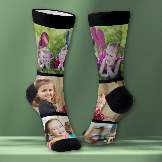 Create Your Own 3 Family Kids Photo Collage  Black Sokken