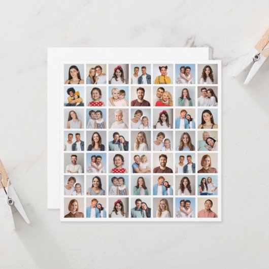 Create Your Own 49 Photo Collage Greeting Kaart (Voorkant / Achterkant in situ)