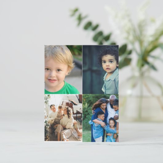 Create Your Own 4 Photo Collage Briefkaart (Staand voorkant)