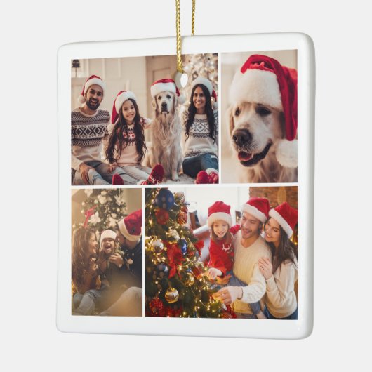 Create Your Own 4 Photo Collage Christmas Keramisch Ornament (Links)