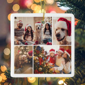Create Your Own 4 Photo Collage Christmas Keramisch Ornament