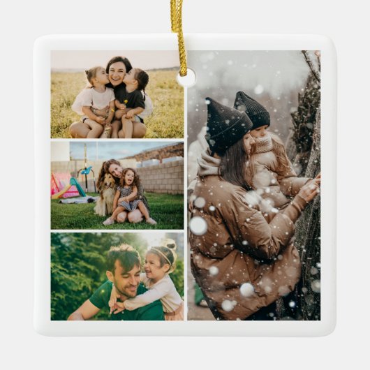 Create Your Own 4 Photo Collage Christmas Keramisch Ornament (Voorkant)