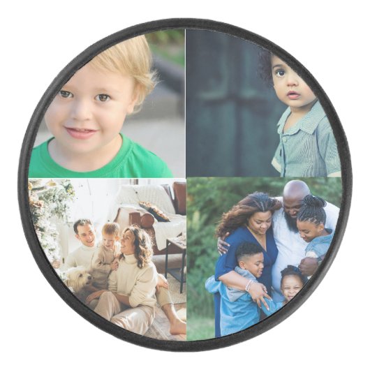 Create Your Own 4 Photo Collage Hockey Puck (Voorkant)