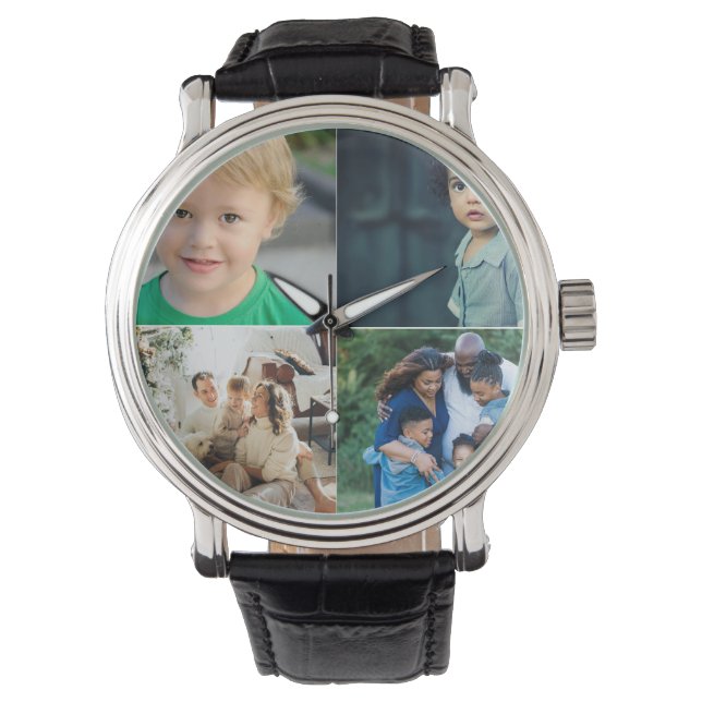 Create Your Own 4 Photo Collage Horloge (Voorkant)