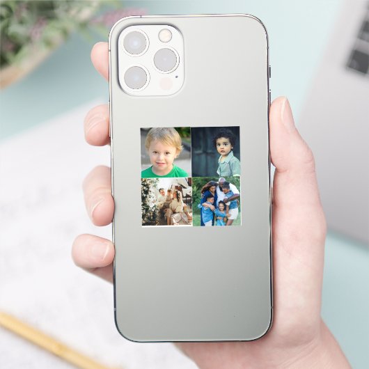 Create Your Own 4 Photo Collage Sticker (Telefoon)