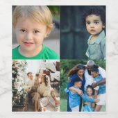 Create Your Own 4 Photo Collage Wijn Etiket (Enkel label)