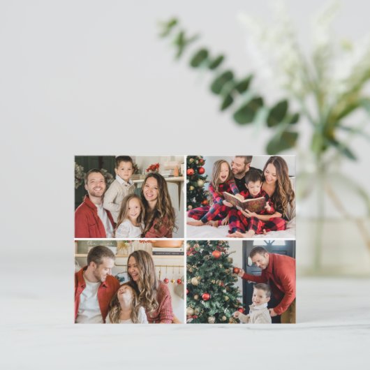 Create Your Own 4 Photo Custom Picure Briefkaart (Staand voorkant)