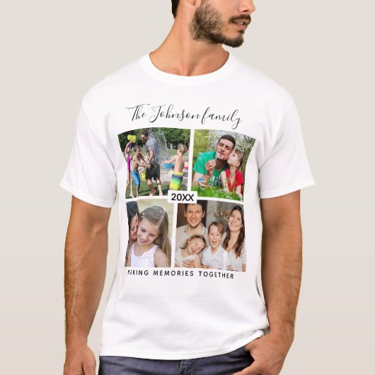 Create Your Own 4 Photo Family Vacation Memories T-shirt (Voorkant)
