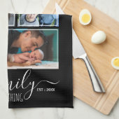 Create Your Own 5 Photo Collage Family Name Black Theedoek (Quarter Fold)