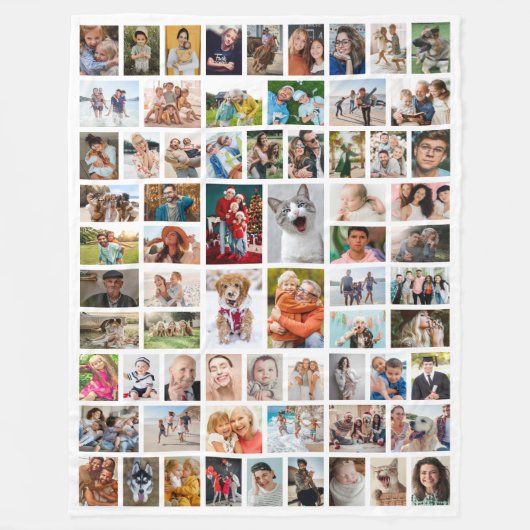 Create Your Own 68 Photo Collage White Fleece Deken (Voorkant)