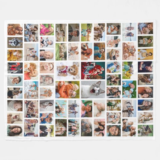 Create Your Own 68 Photo Collage White Fleece Deken (Voorkant (Horizontaal))