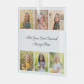 Create Your Own 6 Photo Collage Add Your Greeting Glas Ornament (Voorkant links)