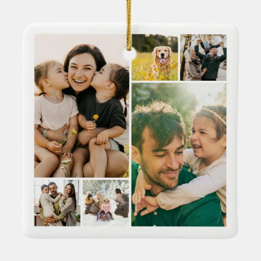 Create Your Own 6 Photo Collage Keramisch Ornament (Achterkant)