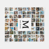 Create your Own 72 Photo Collage Monogram Fleece Deken (Voorkant (Horizontaal))
