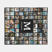 Create your Own 72 Photo Collage Monogram Fleece Deken (Voorkant (Horizontaal))