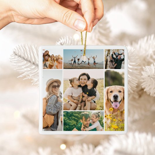 Create Your Own 7 Photo Collage Christmas Keramisch Ornament