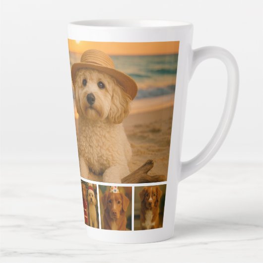 Create your own 7 photo collage personalized latte mok (Rechts)