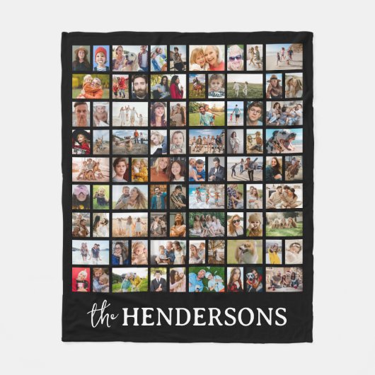 Create Your Own 81 Photo Collage Black Fleece Deken (Voorkant)