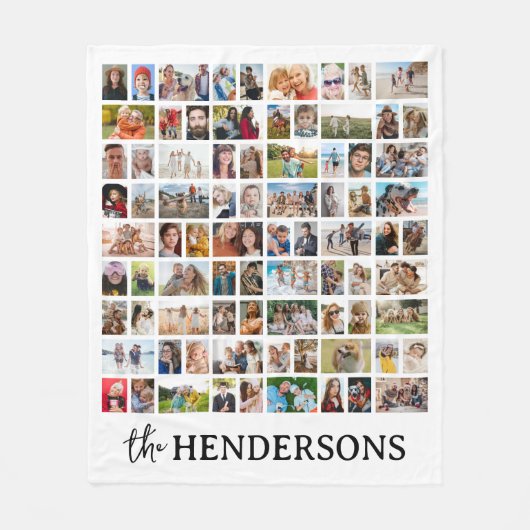 Create Your Own 81 Photo Collage White Fleece Deken (Voorkant)