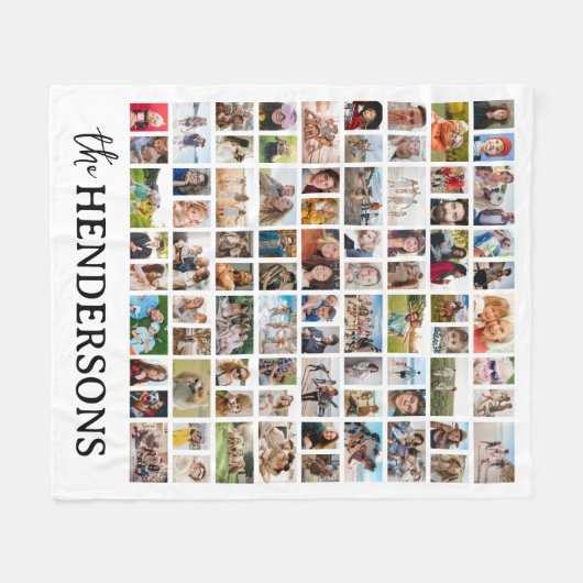 Create Your Own 81 Photo Collage White Fleece Deken (Voorkant (Horizontaal))