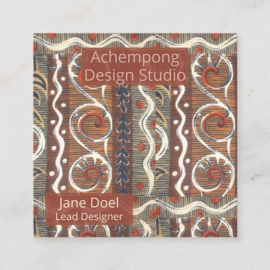 Create Your Own Achempong: Ornate | African Stripe Vierkante Visitekaartje (Voorkant)
