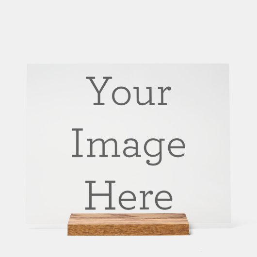 Custom 27,9 cm x 35,5 cm Acryl Bord, met houten blok (Voorkant)