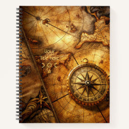 Create Your Own Amber Compass Rose Travel Map Notitieboek