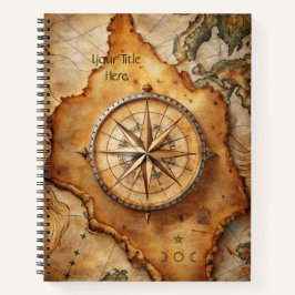 Create Your Own Antique Compass Rose Travel Map Notitieboek