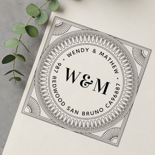 Create Your Own Art Deco Couple's Return Address Rubberstempel