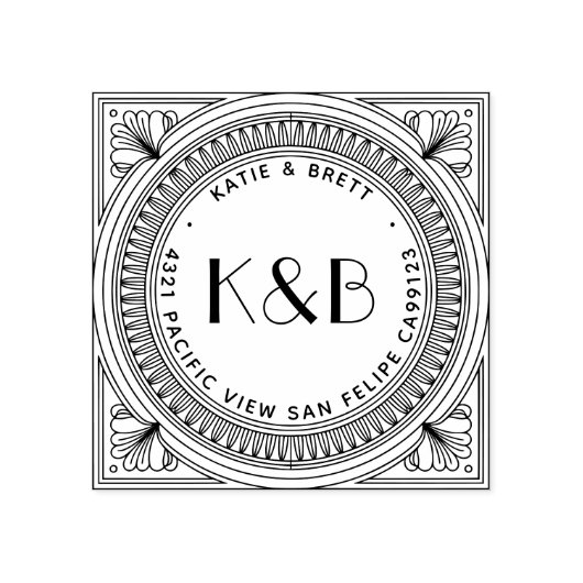 Create Your Own Art Deco Wooden Address Rubberstempel (Afrduk)