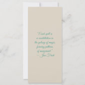 Create Your Own Baby Teal Sloth Bookmark Card (Achterkant)