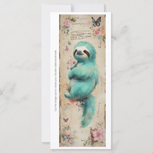 Create Your Own Baby Teal Sloth Bookmark Card (Voorkant)