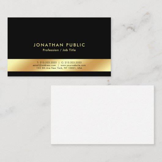 Create Your Own Black And Gold Elegant Modern Visitekaartje (Voorkant / Achterkant)