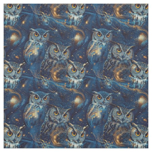 Create Your Own Blue Celestial Owls Stof (Swatch)