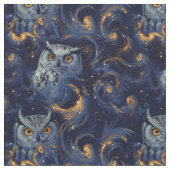 Create Your Own Blue Celestial White Owls Stof (Close Up)
