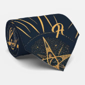 Create Your Own Blue Gold Celestial Moon & Stars Stropdas (Opgerold)