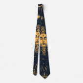 Create Your Own Blue Gold Celestial Moon & Stars Stropdas (Achterkant)