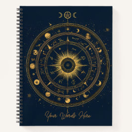 Create Your Own Blue & Gold Celestial Wheel Notitieboek