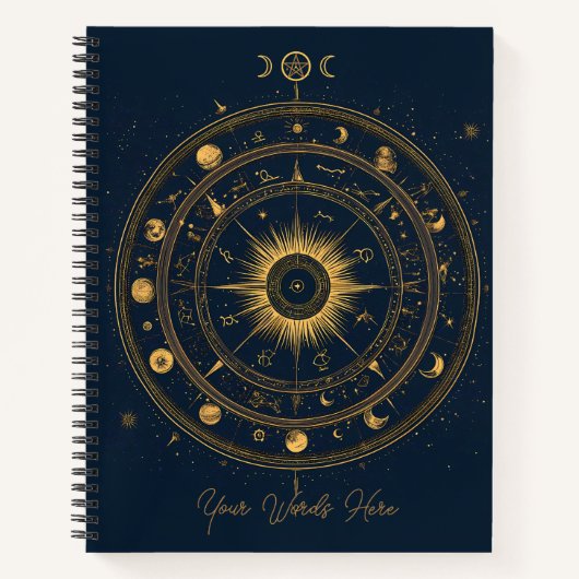 Create Your Own Blue & Gold Celestial Wheel Notitieboek (Voorkant)