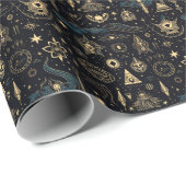 Create Your Own Blue & Gold Pagan Symbols Black Cadeaupapier (Rol Hoek)
