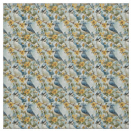 Create Your Own Blue Jays Yellow Flowers Green Stof
