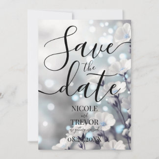 Create Your Own Blue Sparkle Flowers Wedding Save The Date