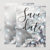Create Your Own Blue Sparkle Flowers Wedding Save The Date (Voorkant / Achterkant)