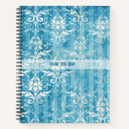 Create Your Own Blue Teal Damask Stripes Notitieboek