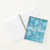 Create Your Own Blue Teal Damask Stripes Notitieboek (Binnen)