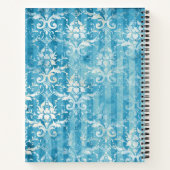 Create Your Own Blue Teal Damask Stripes Notitieboek (Achterkant)